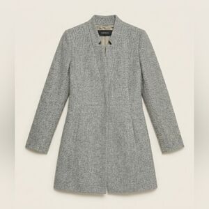 ZARA Grey Wool Inverted Lapel Collar Frock Long Blazer Coat - Size XS